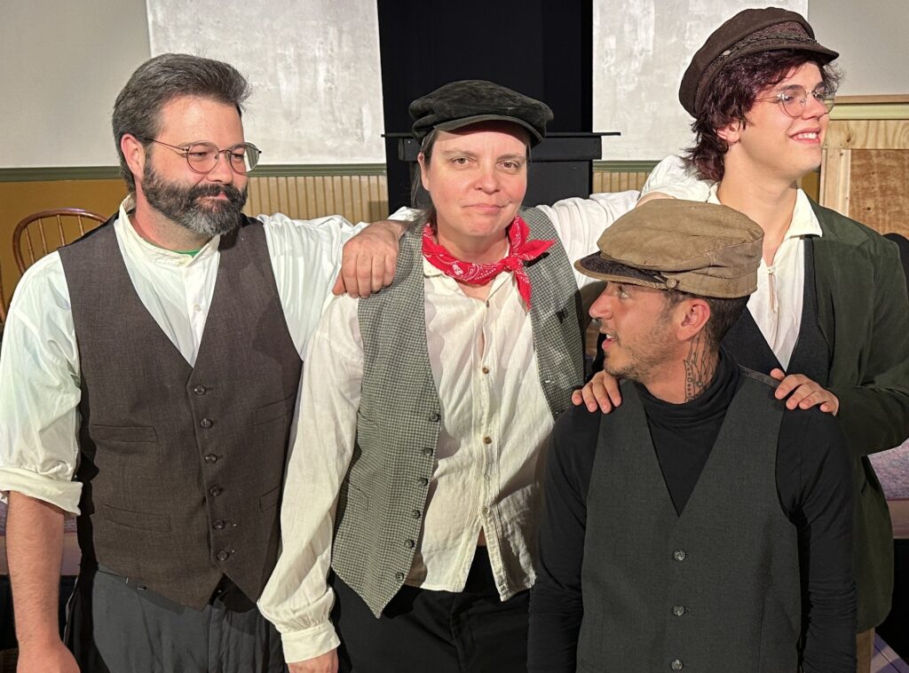 Sean Fitzpatrick, Kay Becker, and Leo Mousseau as members of the Frayhayt Group, with Shey Nessralla as The Bug